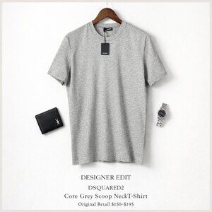 DSQUARED2 Core Grey Round Neck Tee Made Italy Cotton Stretch M